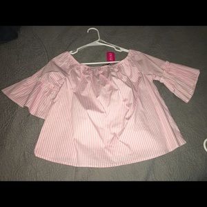 Off the shoulder pink striped top! TAGS STILL ON